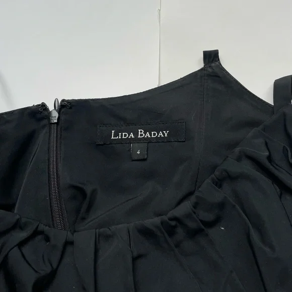 Lida Baday Black Taffeta Dress – Size 4 - Picture 5 of 8